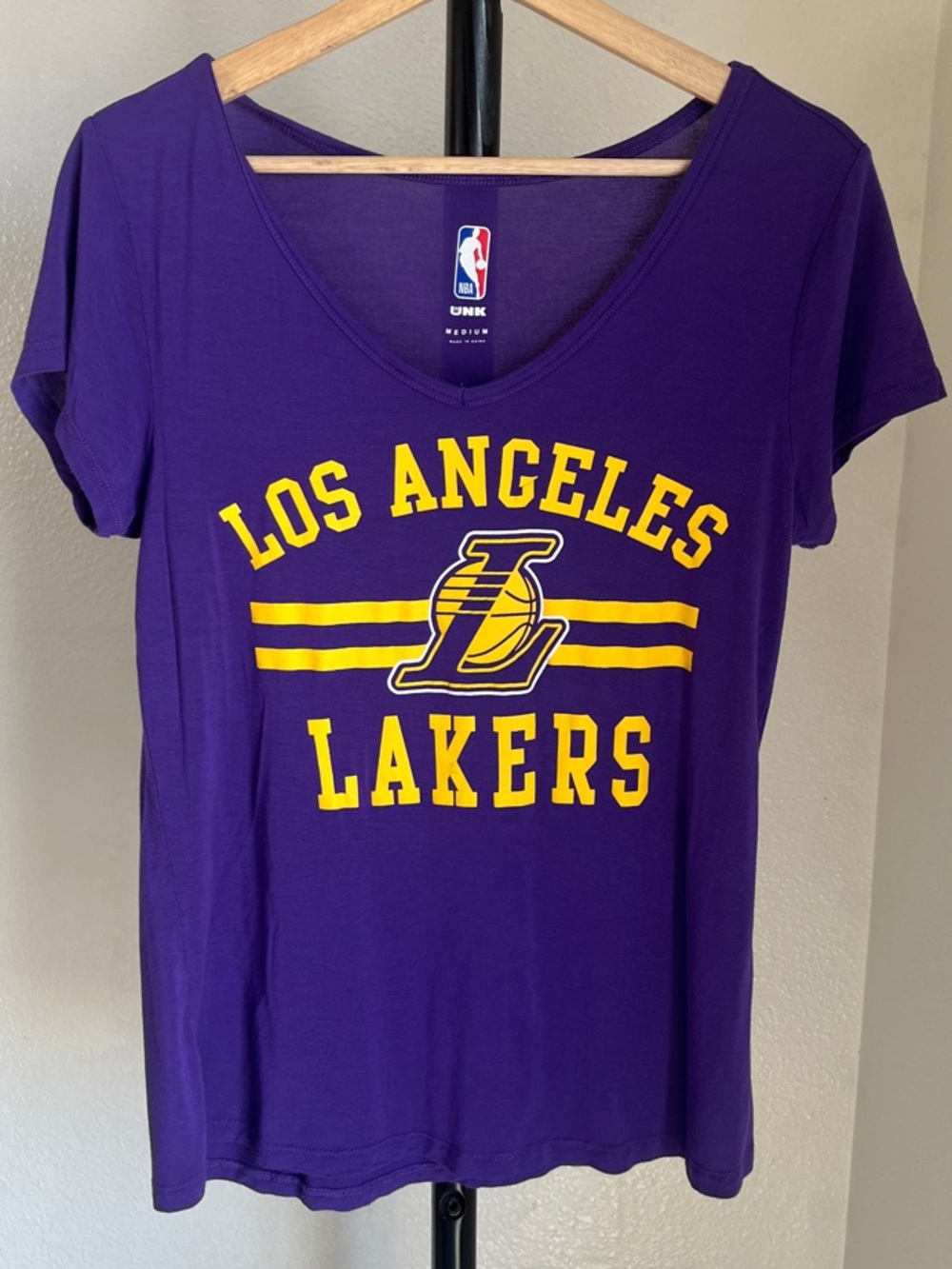 NBA Los Angeles Lakers Purple and Yellow V-Neck Tee